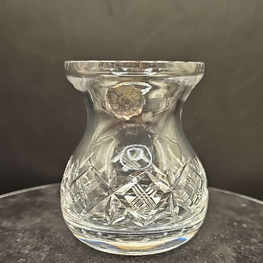 Elegant Tudor Crystal Clear Cut Glass Vase